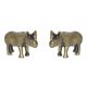 Pair of Rhinoceros Statue made of Brass Metal Decorative Animal Figurine Antique finish Sculpture Handcrafted Unique and Rare Showpiece