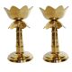 Pair of Brass Akhand Diya in Lotus shape in Antique Finish for Temple