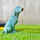 IMA Sitting Brass Dog Green Finished 5 Inch Figurine