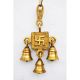 Religious swastik brass metal hanging bell with 3 little bells