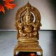 Aakrati Lord Ganesha Sitting Statue On A Throne of Brass Brown