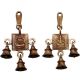 Aakrati 3 Bells Brass Hanging Hindu God Ganesha and Goddess Laxmi Ji Statue Engraved for Luck Home Temple Use - Ganesha Laxmi Statue Hindu Idols Figure with Han