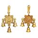 Aakrati Ganesh Laxmi Wall Hanging Bells Yellow Finish - Unique Gift for Door Wind Chimes Made in Brass - Hindu Religious Home Decor Set of 2