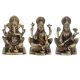 Laxmi Ganesha Saraswati Statue in Yellow Finish