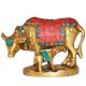 Aakrati brass metal Cow with Calf statue for home decor with stone work