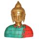 God Buddha Bust with coral Stone work of Brass