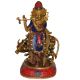 Lord Krishna with a Cow and His Flute in turquoise work - Brass Sculpture