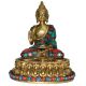 Lord Buddha Sitting on Lotus with turquoise stone work