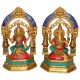 Laxmi Ganesh metal brass statue with small bells