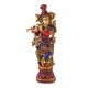 Krishna Sculpture Turquoise Coral Stone Finish 30 inch height