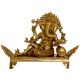 Sitting Lord Ganesha on a decorated throne brass made statue by Aakrati