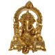 Lord Ganesha sitting on a decorated chowki brass made Pooja ghars home decor statues