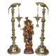 Festive Decor Oil Lamp with colorful Krishna Statue for home office decor