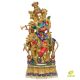 Brass Krishna Statue with Cow Large 72 cm Big with Stonework Temple Mandir Altar Hindu Religious Home Office Decor