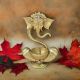 Ganesh statue with akhand diya table top religious hindu god figure