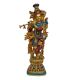 29 Inch Krishna Statue | Big Brass Krishna Idol | Flute Krishna | Colourful Krishna With Stone Work | God of love | Radhe Krishna Idol |