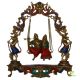 Brass Radha krishna swing on Jhula with Kirtimukha at Top with beautiful mosaic stone work