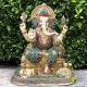 Handicrafts brass stone work Ganesh, Ganpati, Gajanan, Ekdant metal brass figure for home and office decoration and gift