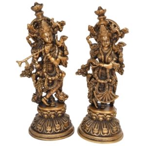 Antique finish Radha Krishna Brass Statue